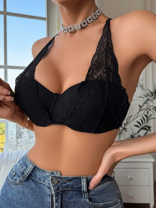 Sosten Hueco Con Encaje Y Sin Espalda Para Mujer