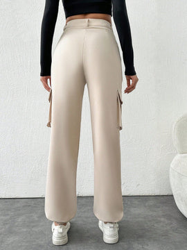 Tall pantalones cargo altos de frenchy con bolsillo de solapa lateral