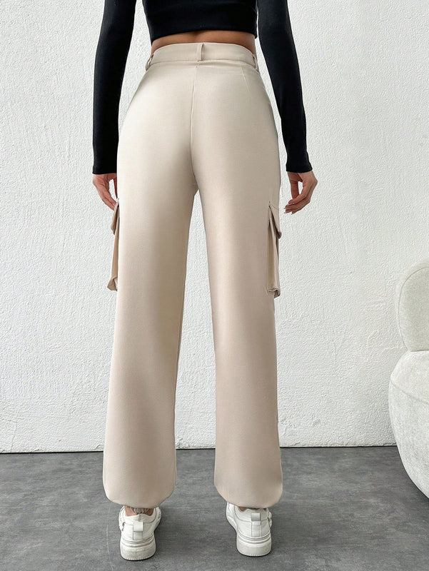 Tall pantalones cargo altos de frenchy con bolsillo de solapa lateral
