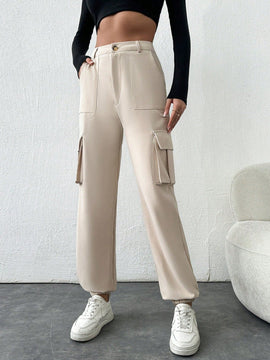 Tall pantalones cargo altos de frenchy con bolsillo de solapa lateral