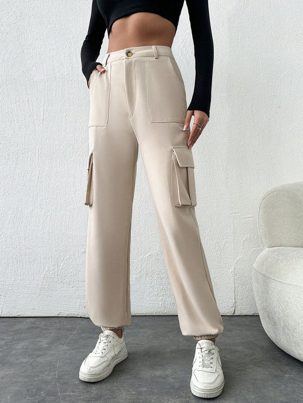 Tall pantalones cargo altos de frenchy con bolsillo de solapa lateral
