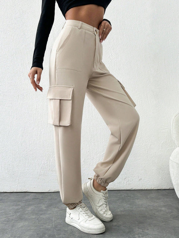 Tall pantalones cargo altos de frenchy con bolsillo de solapa lateral