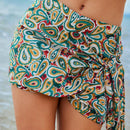 EZwear Shorts envolventes con lazo lateral y colgante de concha con estampado de flores paisley para playa de verano
