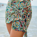 EZwear Shorts envolventes con lazo lateral y colgante de concha con estampado de flores paisley para playa de verano