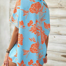 VCAY Blusa De Manga Murcielago Asimetrica Con Cuello Estampado Floral