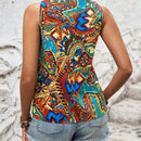 LUNE Blusa Impresa Sin Mangas Con Cuello En V Para Mujeres