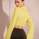 BAE Top Corto Corto De Manga Corta Con Detalle De Ruffle Y Lazo En El Dobladillo