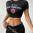 Camiseta Deportiva Corta Slim Fit Con Letras Impresas Estilo Atletico