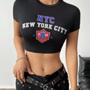 Camiseta Deportiva Corta Slim Fit Con Letras Impresas Estilo Atletico