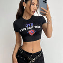 Camiseta Deportiva Corta Slim Fit Con Letras Impresas Estilo Atletico