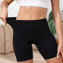 Pantalones Cortos De Cintura Alta Solida Para Moto, Ropa Interior De Angulo Plano Para Mujer Con Cintura Alta Y Longitud Larga, Comodo Deslizamiento Sin Costuras