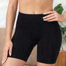 Pantalones Cortos De Cintura Alta Solida Para Moto, Ropa Interior De Angulo Plano Para Mujer Con Cintura Alta Y Longitud Larga, Comodo Deslizamiento Sin Costuras