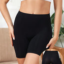 Pantalones Cortos De Cintura Alta Solida Para Moto, Ropa Interior De Angulo Plano Para Mujer Con Cintura Alta Y Longitud Larga, Comodo Deslizamiento Sin Costuras