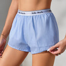 Comodos Pantalones Cortos Boxer Sueltos Con Rayas Y Letras Adornadas