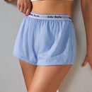 Comodos Pantalones Cortos Boxer Sueltos Con Rayas Y Letras Adornadas