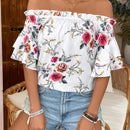 VCAY Camisa Casual Con Hombros Descubiertos Y Diseno Floral