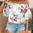 VCAY Camisa Casual Con Hombros Descubiertos Y Diseno Floral