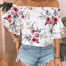 VCAY Camisa Casual Con Hombros Descubiertos Y Diseno Floral