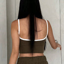 DAZY Top Cami Acanalado Solido Para Mujeres Con Corte Corto