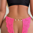 Tanga Sexy De Encaje De Cintura Media Con Huecos