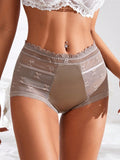 4 piezas Sexy Encaje Edge Malla transparente de cintura alta Triangulo Panties