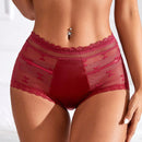 4 piezas Sexy Encaje Edge Malla transparente de cintura alta Triangulo Panties