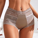 4 piezas Sexy Encaje Edge Malla transparente de cintura alta Triangulo Panties
