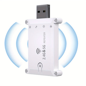 Repetidor WiFi USB de doble banda 5G de 1200Mbps para escritorios, Plug & Play, amplificador de Internet inalámbrico, compatible con redes 2.4G/5G, sin necesidad de batería