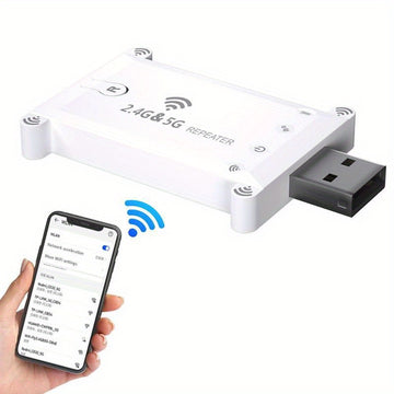 Repetidor WiFi USB de doble banda 5G de 1200Mbps para escritorios, Plug & Play, amplificador de Internet inalámbrico, compatible con redes 2.4G/5G, sin necesidad de batería