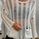 LUNE Jersey Sueter De Cuello Redondo Y Hombros Caidos Para Mujer Con Manga Larga Y Agujeros