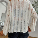 LUNE Jersey Sueter De Cuello Redondo Y Hombros Caidos Para Mujer Con Manga Larga Y Agujeros