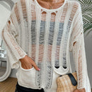 LUNE Jersey Sueter De Cuello Redondo Y Hombros Caidos Para Mujer Con Manga Larga Y Agujeros