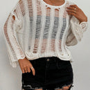 LUNE Jersey Sueter De Cuello Redondo Y Hombros Caidos Para Mujer Con Manga Larga Y Agujeros