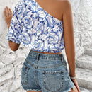 VCAY Camisa Casual Con Estampado Floral De Un Hombro