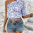 VCAY Camisa Casual Con Estampado Floral De Un Hombro