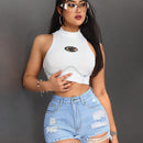 PETITE Pantalones Cortos De Mezclilla Desgastados Con Dobladillo Deshilachado Para Mujeres