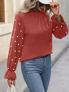 Clasi Blusa De Mangas Con Volantes Decorados Con Cuentas