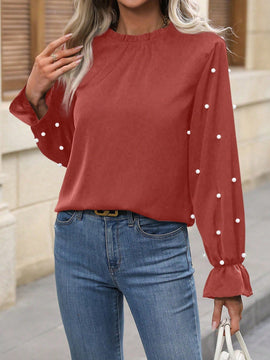 Clasi Blusa De Mangas Con Volantes Decorados Con Cuentas
