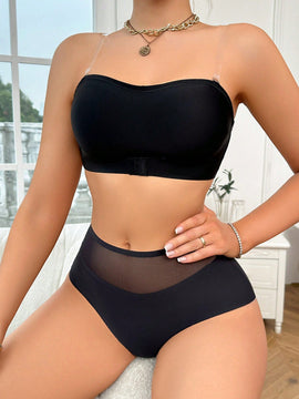 Conjunto De Brasier Y Panty Inalambricos Y Sexys Sin Tirantes Para Mujeres