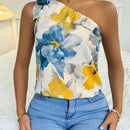 Prive Camisa Sin Mangas Con Cuello Asimetrico Y Estampado De Flores
