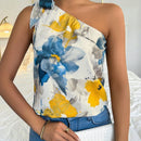 Prive Camisa Sin Mangas Con Cuello Asimetrico Y Estampado De Flores