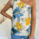 Prive Camisa Sin Mangas Con Cuello Asimetrico Y Estampado De Flores