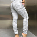 SXY Pantalones unicolors Con Pliegues