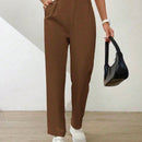 Essnce pantalones largos casuales y conicos de unicolor para ir al trabajo