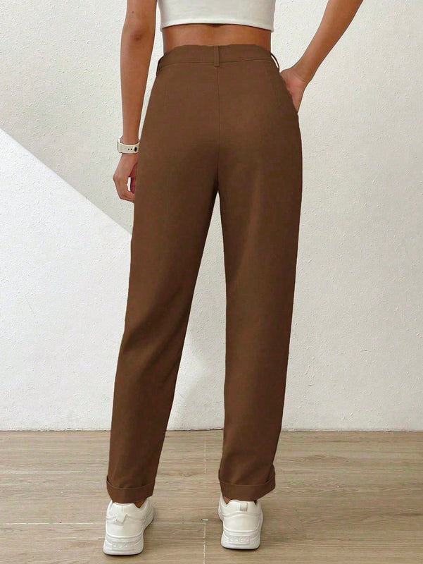 Essnce pantalones largos casuales y conicos de unicolor para ir al trabajo