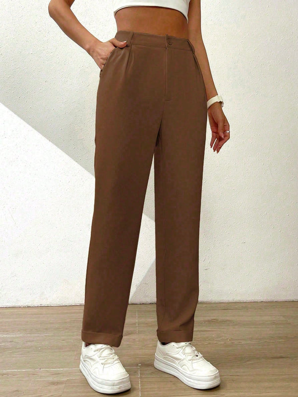 Essnce pantalones largos casuales y conicos de unicolor para ir al trabajo