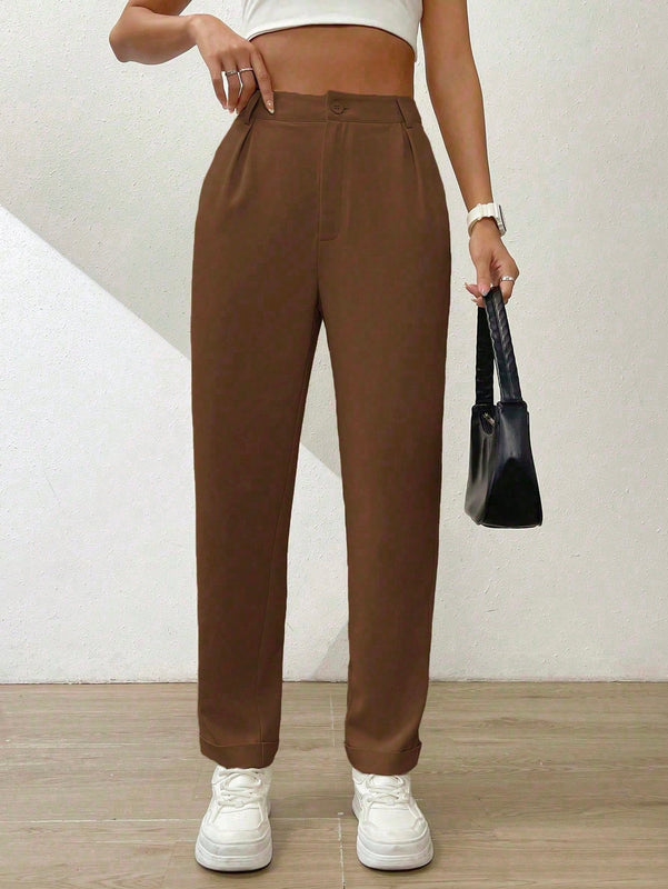 Essnce pantalones largos casuales y conicos de unicolor para ir al trabajo