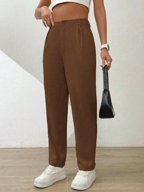 Essnce pantalones largos casuales y conicos de unicolor para ir al trabajo