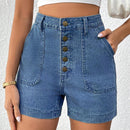 Frenchy Shorts Vaqueros Azules De Verano Con Multiples Botones Y Sensacion De Vacaciones