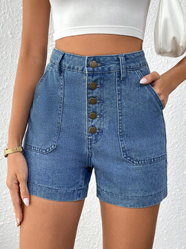 Frenchy Shorts Vaqueros Azules De Verano Con Multiples Botones Y Sensacion De Vacaciones